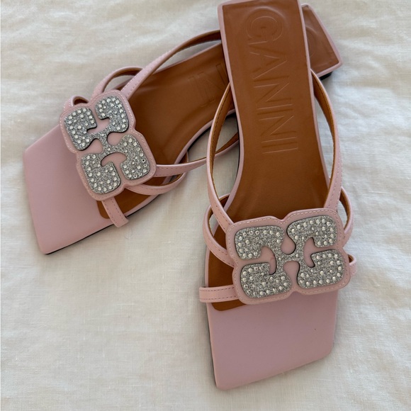 Ganni Shoes - Ganni square toe embellished slides. NWOT